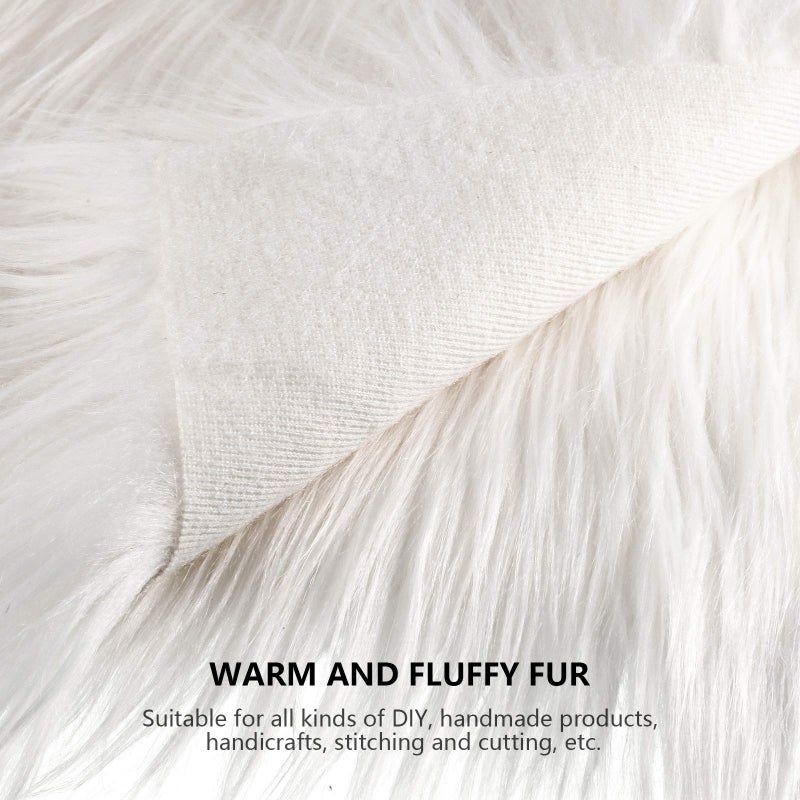 Tatuo 4 Pcs Faux Fur for Craft 10 x 10 Inch Fur Fabric Square Shaggy Fake Fox Patches Fabric Cuts Chair Cover Seat Cushion Pad for DIY(White,4 Pcs) - Image 3