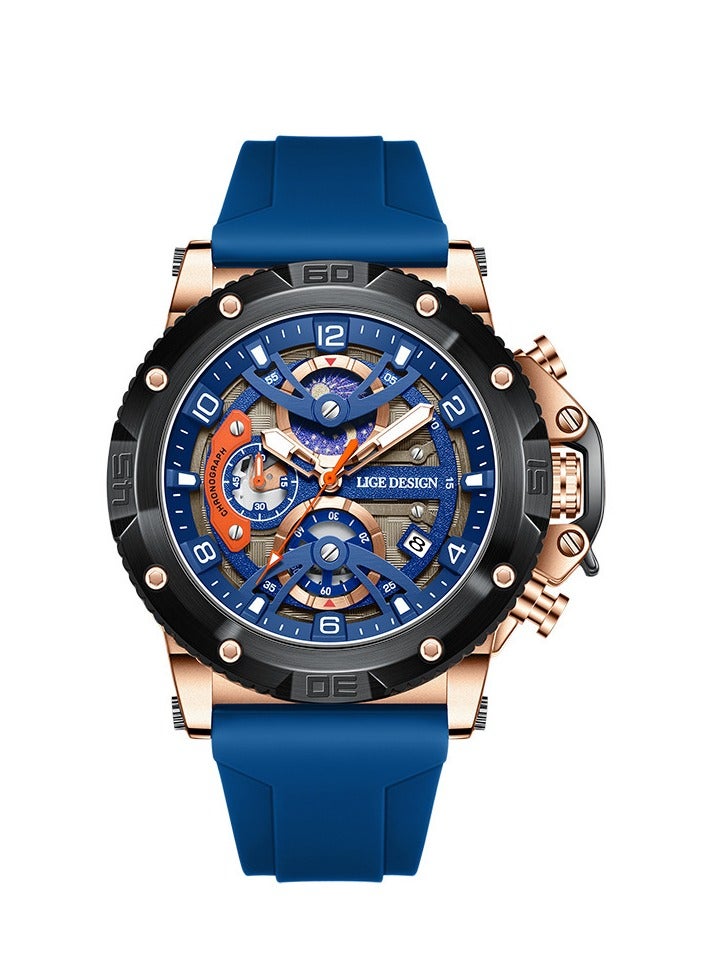 ليجيديزاين مجهز بأزرار متعددة وميزة التقويم والوقت المضيء المائي من نوع الكوارتز للساعي الرجالي المودرن والرياضي - Image 1