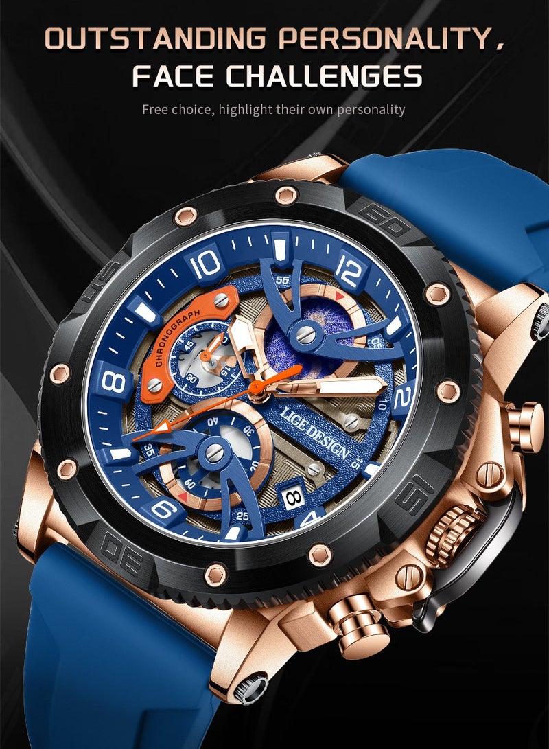 ليجيديزاين مجهز بأزرار متعددة وميزة التقويم والوقت المضيء المائي من نوع الكوارتز للساعي الرجالي المودرن والرياضي - Image 2