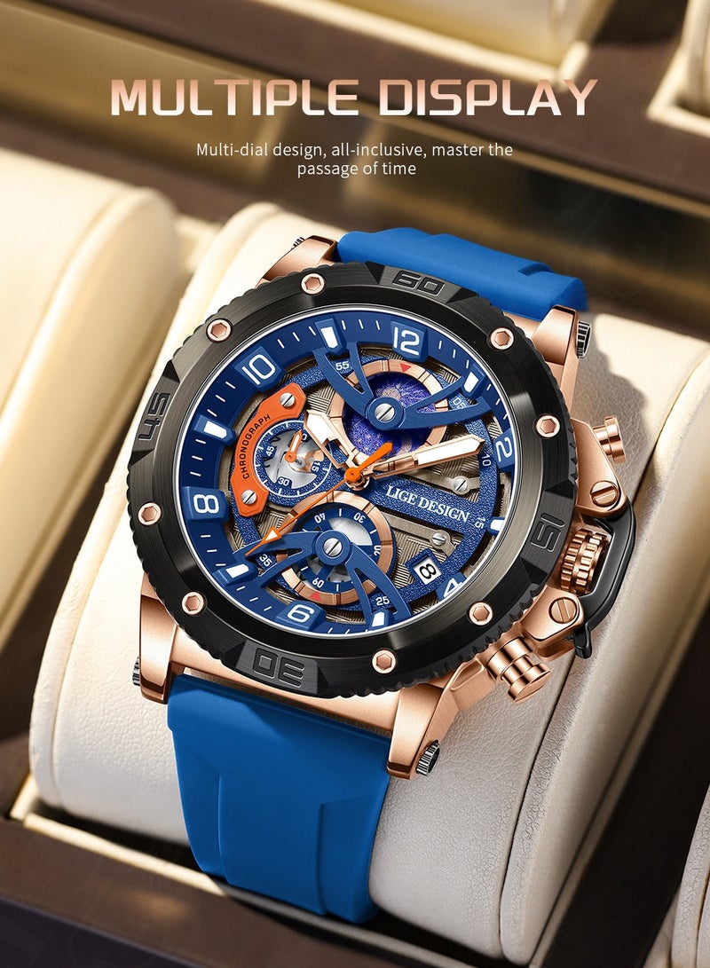 ليجيديزاين مجهز بأزرار متعددة وميزة التقويم والوقت المضيء المائي من نوع الكوارتز للساعي الرجالي المودرن والرياضي - Image 3