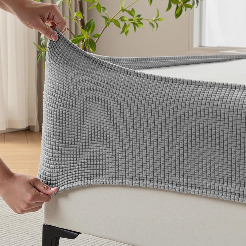 MIYE Jacquard Fabric Box Spring Cover,Super Stretchy Wrap Around 4 Sides Elastic Bed Skirt,Wrinkle & Fading Resistant,Washable & Easy Fit. (Light Grey, Full) - Image 1