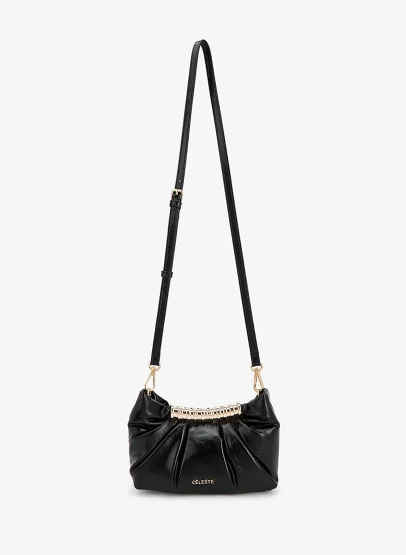 سيليست Pleated Sling Bag With Button Closure