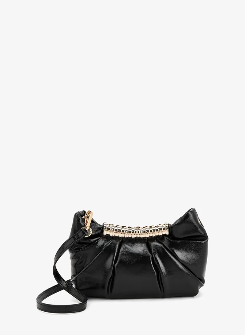 Celeste BLACK Pleated Sling Bag With Button Closure for Women | Best Price UAE