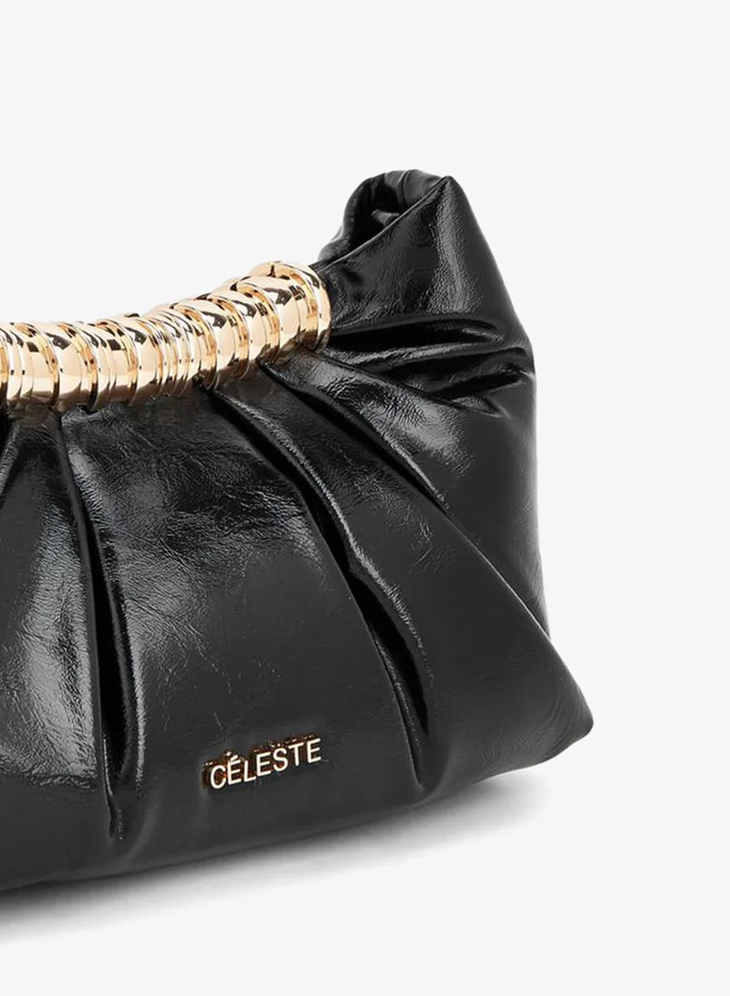Celeste BLACK Pleated Sling Bag With Button Closure for Women | Best Price UAE