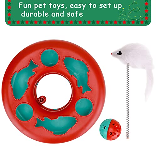Pawzone Cat Toys, Cat Toys for Indoor Cats,Interactive Kitten Toys Roller Tracks with Catnip Spring Pet Toy with Exercise Balls Teaser Mouse (red) - Image 3