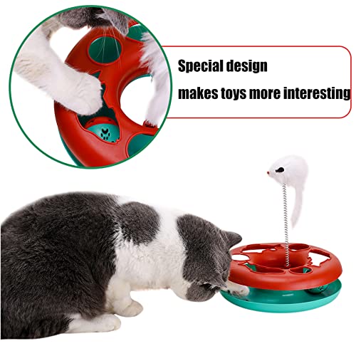 Pawzone Cat Toys, Cat Toys for Indoor Cats,Interactive Kitten Toys Roller Tracks with Catnip Spring Pet Toy with Exercise Balls Teaser Mouse (red) - Image 4