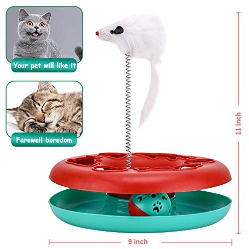 Pawzone Cat Toys, Cat Toys for Indoor Cats,Interactive Kitten Toys Roller Tracks with Catnip Spring Pet Toy with Exercise Balls Teaser Mouse (red) - Image 5