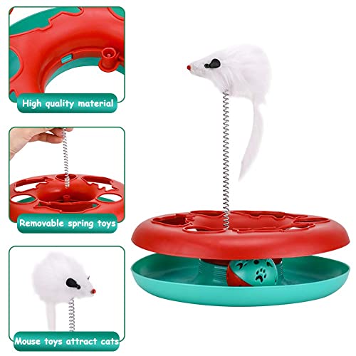 Pawzone Cat Toys, Cat Toys for Indoor Cats,Interactive Kitten Toys Roller Tracks with Catnip Spring Pet Toy with Exercise Balls Teaser Mouse (red) - Image 2