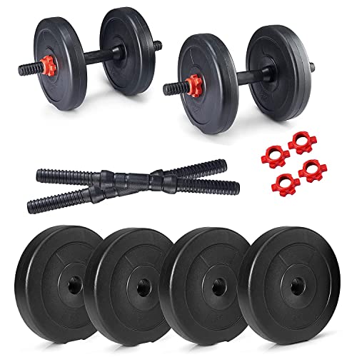Protoner PVC DM 4-40 Kg Dumbbells Set and Fitness Kit for Men and Women Whole Body Workout (4 kg (1 kg x 4), Black & Red) - Image 1