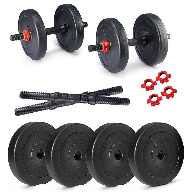 Protoner PVC DM 4-40 Kg Dumbbells Set and Fitness Kit for Men and Women Whole Body Workout (4 kg (1 kg x 4), Black & Red) - Image 4