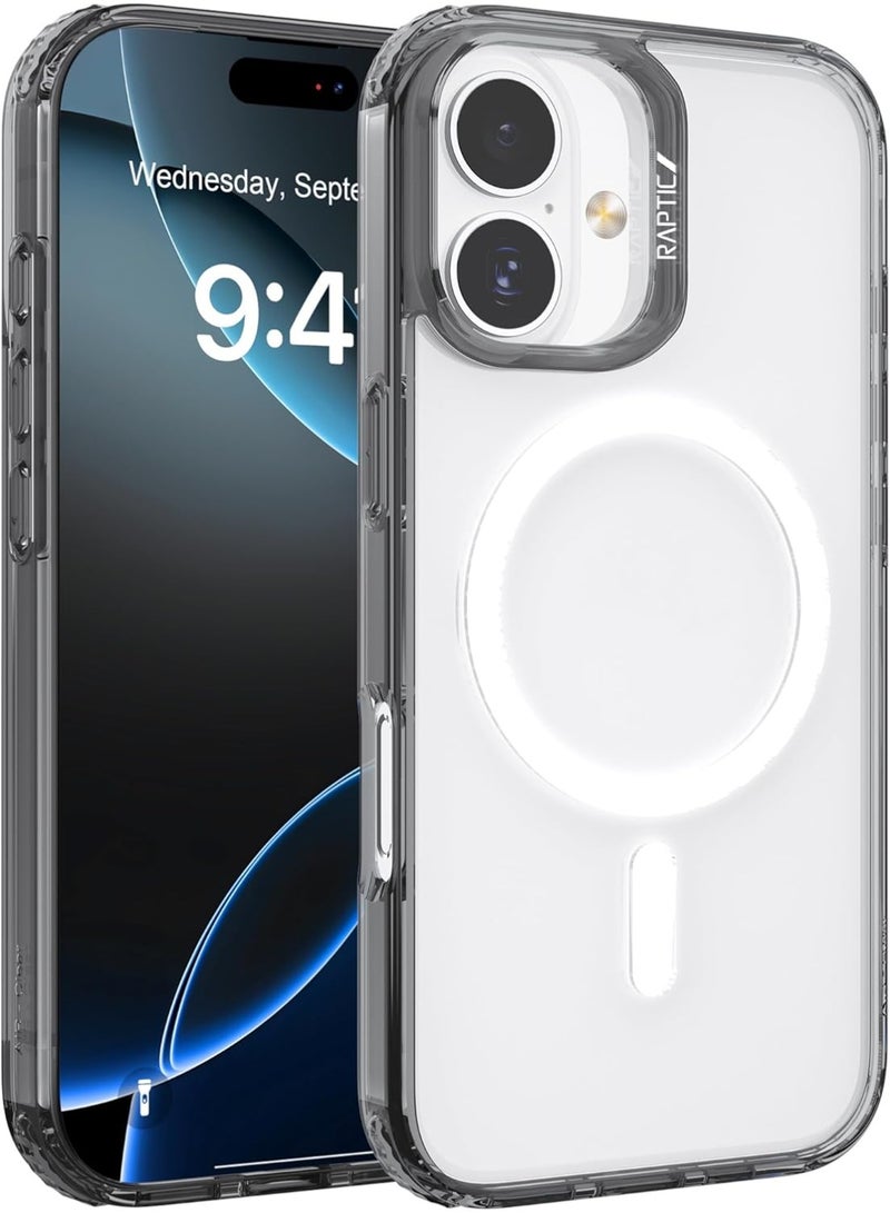RAPTIC غطاء حماية شفاف لجهاز آيفون 17 متوافق مع MagSafe [اختبار السقوط من ارتفاع 13 قدم] - أسود شفاف - Image 1