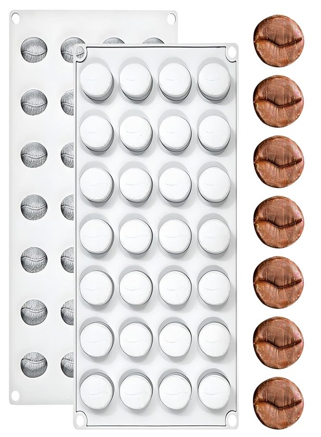 Fchil Silicone Coffee Bean Chocolate Mold, 28 Cavities, Professional Baking Tray for Chocolate Candy Making - Image 1