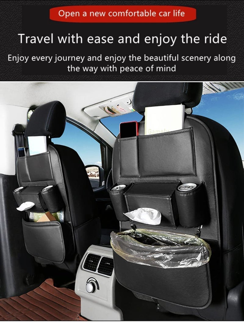 SENYAZON Universal Car Seat Organizer, 4th Generation Enhanced Car Rear Seat Organizer, Waterproof PU Leather Car Tidy Organizer 1pcs (Black) - Image 3