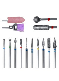 KASTWAVE Nail Drill Bits Set, 14pcs Professional Rotary Burrs Diamond Cuticle Remover Bits Kit 3/32" Bits Manicure Pedicure Remover Tools for Acrylic Gel Nails Cuticle Manicure  - Image 1