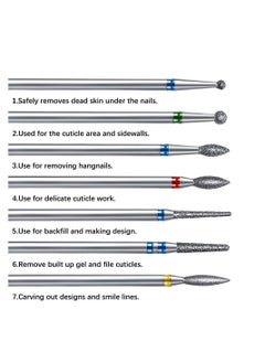 KASTWAVE Nail Drill Bits Set, 14pcs Professional Rotary Burrs Diamond Cuticle Remover Bits Kit 3/32" Bits Manicure Pedicure Remover Tools for Acrylic Gel Nails Cuticle Manicure  - Image 2