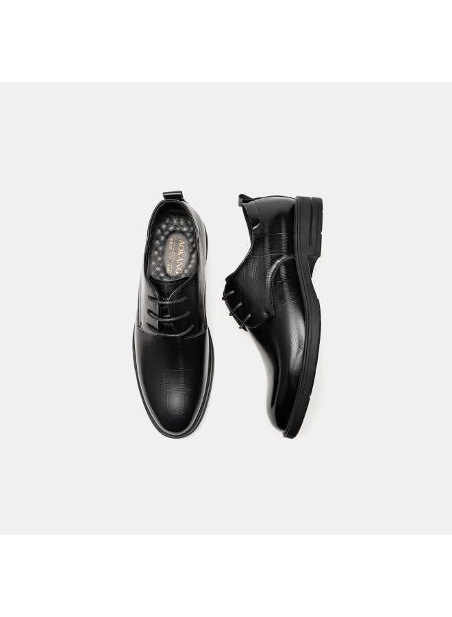 Aokang Men's Shoes, Autumn New Style Derby Shoes, Business Formal Wear, Non-slip, Work Commute Leather Shoes, Black , Size 42 - Image 2