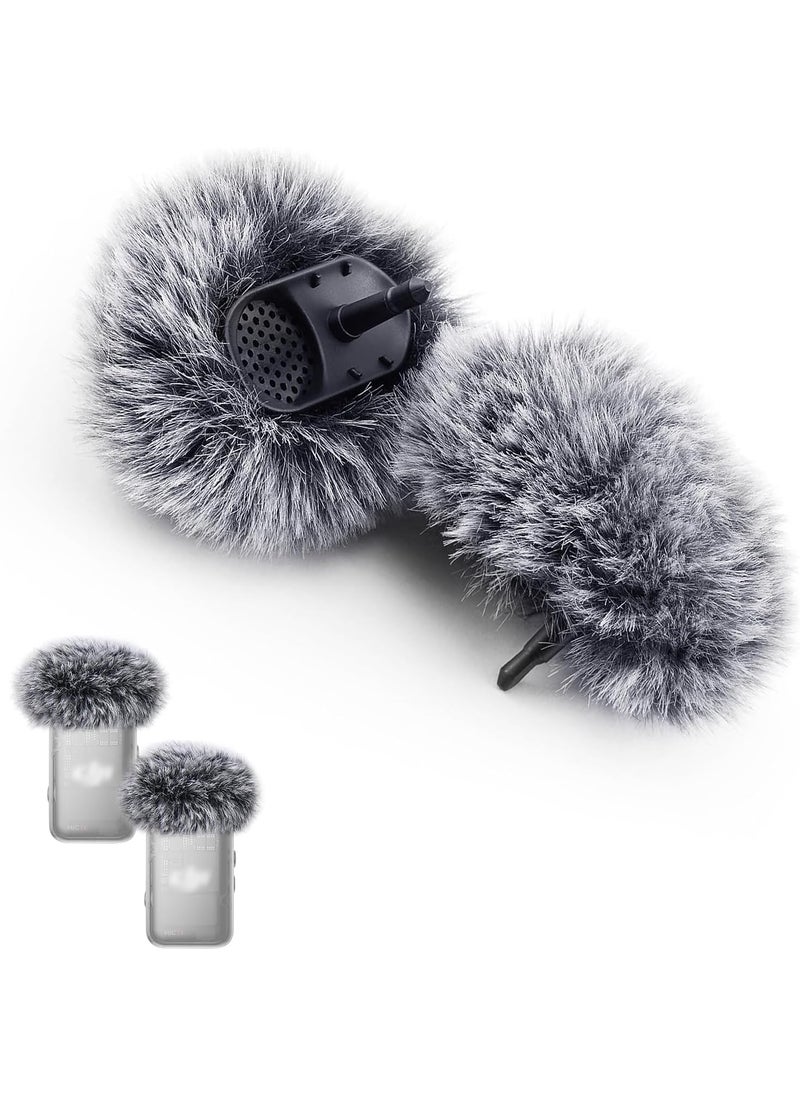 weishan 2Pack Windscreen Compatible with DJI Mic 2 TransmittersOSMO Pocket 3  Furry Microphone Wind Muff Foam Cover Not for DJI Mic 1 Gray  - Image 1