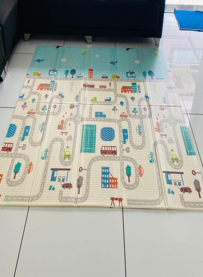 RIVUGJA Waterproof Large Size Double Side Big Soft Baby Play Crawl Floor Mat for Picnic, School, Home with Waterproof Portable Outdoor/Indoor Use Folding Foam Play Mat (Multicolour; 6 X6.5 ft.) - Image 1