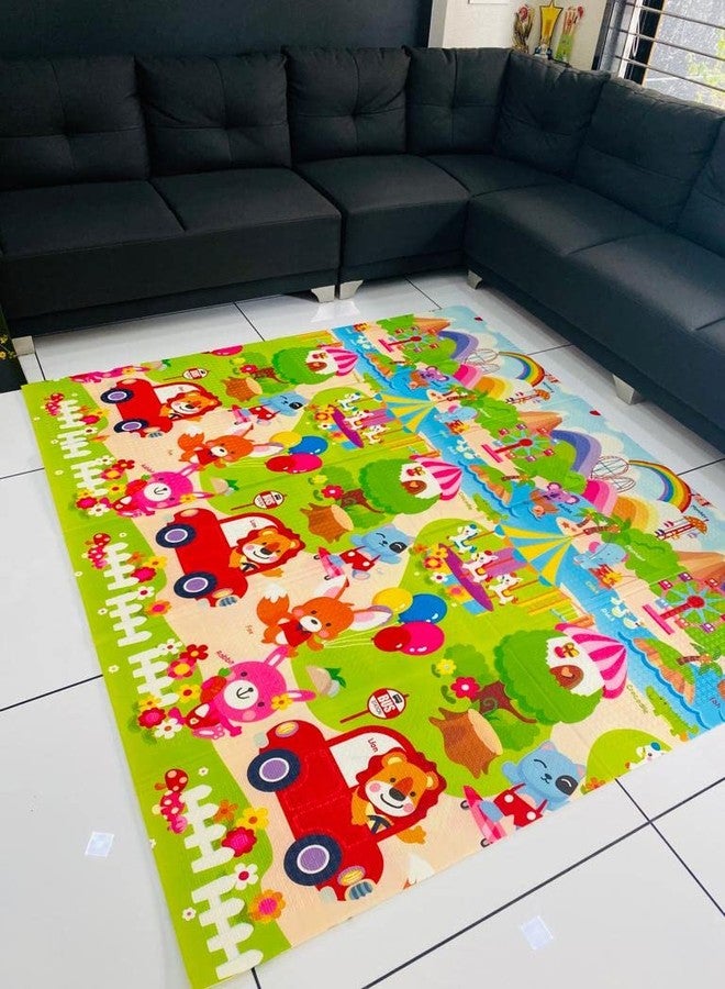 RIVUGJA Waterproof Large Size Double Side Big Soft Baby Play Crawl Floor Mat for Picnic, School, Home with Waterproof Portable Outdoor/Indoor Use Folding Foam Play Mat (Multicolour; 6 X6.5 ft.) - Image 3