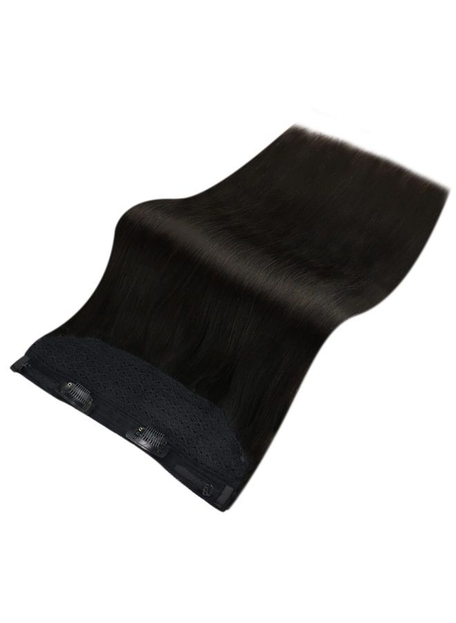 Fshine Hair Extensions Wire Hair Extensions Natural Black 18 Inch 80g Real Wire Hair Extensions Straight Invisible Hair Extensions with Transparent Fish Line Hairpiece - Image 4