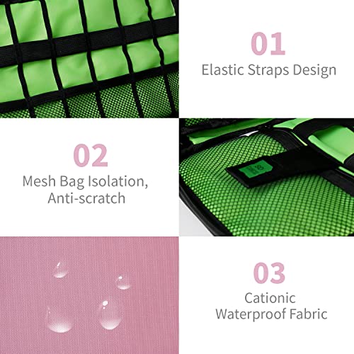 Lcsmaokin Electronics Travel Organizer,Portable Waterproof Electronic Travel Storage Bag for Small Charging Cord Storage,Charger,SD Card etc,for Travel,Business -Pink Green - Image 4