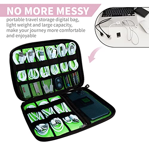 Lcsmaokin Electronics Travel Organizer,Portable Waterproof Electronic Travel Storage Bag for Small Charging Cord Storage,Charger,SD Card etc,for Travel,Business -Pink Green - Image 3