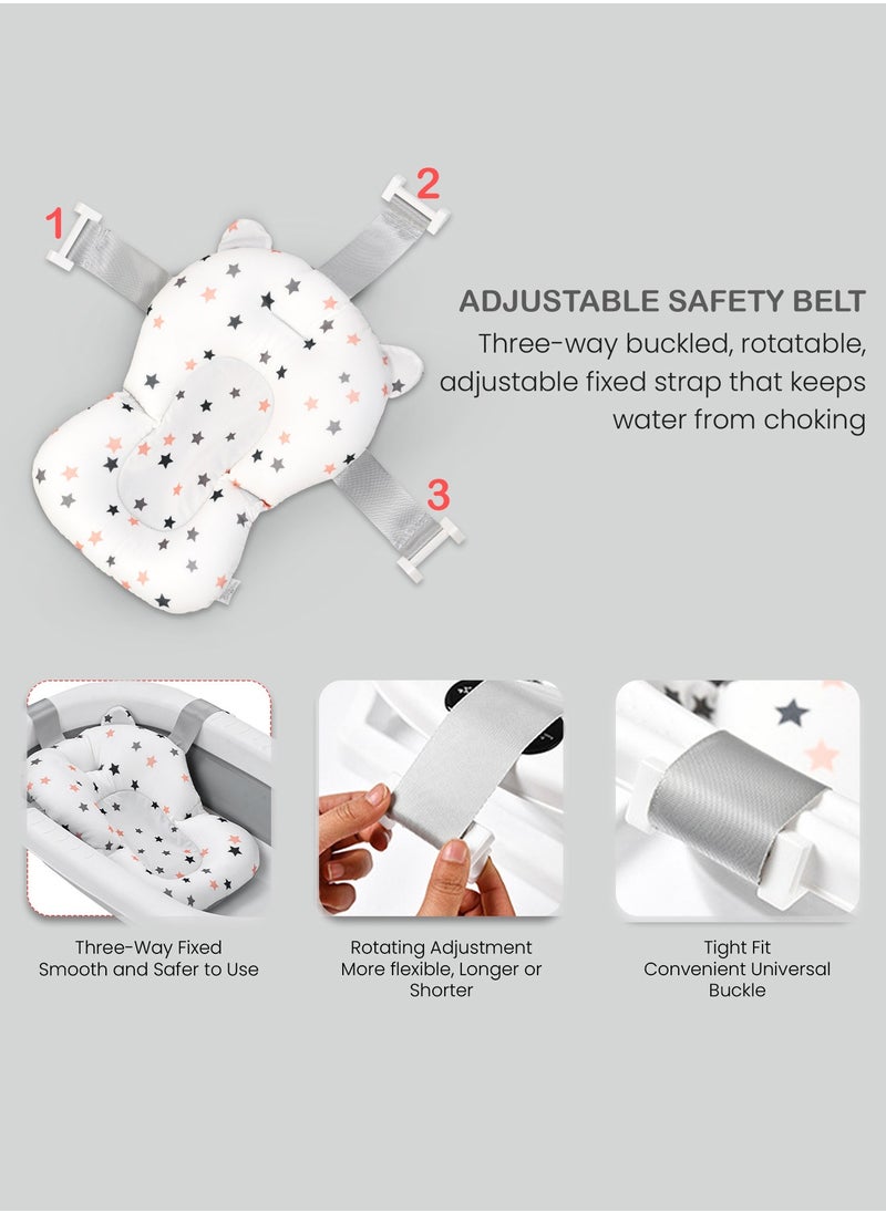 BAYBEE - Foldable Baby Bath Tub With Anti-Skid Base, Support Cushion, Temperature Sensing Plug And Wall Mountable 0-3 Years, Grey - Image 1