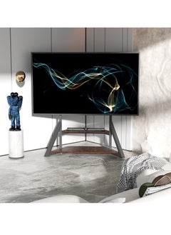WISFOR Floor TV Stand with Mount Black TV Stand 2 Tier for 65-100 inch TV Table with Open Storage Floor TV Screen Holder Holds up to 100KG Max VESA 800x600MM  - Image 3