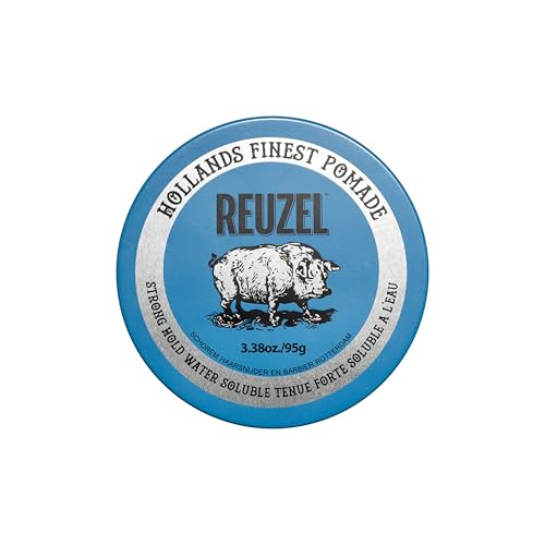 REUZEL Blue Pomade, Strong All Day Hold, Water Soluble Styling, High Shine and Flake Free, Easy To Wash Out, For All Hair Types - Image 1