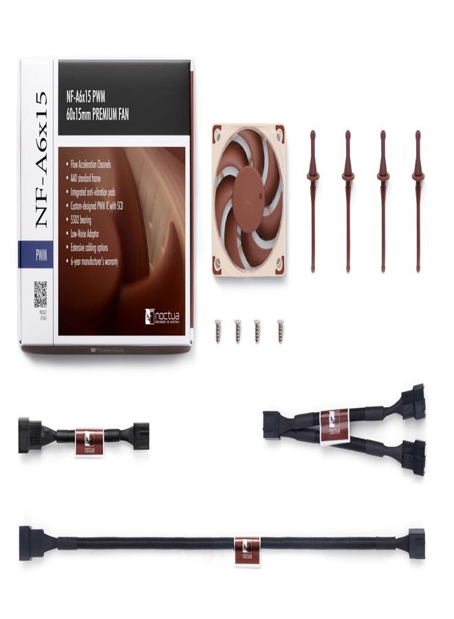 Noctua NF-A6x15 PWM, Premium Quiet Slim Fan, 4-Pin (60x15mm, Brown) - Image 5
