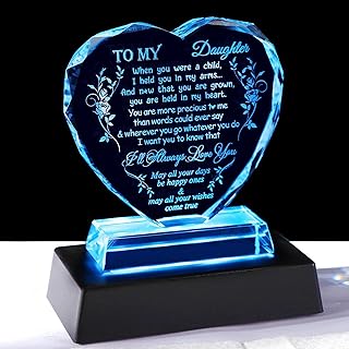 YWHL YWHL Daughter Gifts from Mom Dad, Birthday Gifts for Daughter Adult, to My Daughter Heart Shaped Glass Keepsake with - Image 1