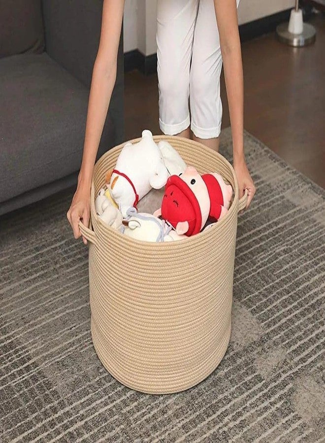 FIASCO - Tall Laundry Hamper With Lid for Dirty Clothes, Woven Jute Storage for Blankets in Living Room, Toy Basket for Nursery (17'' x 15'') (Beige) - Image 2