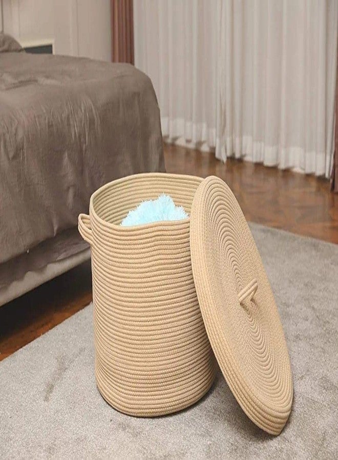 FIASCO - Tall Laundry Hamper With Lid for Dirty Clothes, Woven Jute Storage for Blankets in Living Room, Toy Basket for Nursery (17'' x 15'') (Beige) - Image 5