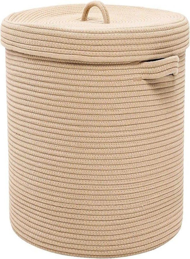 FIASCO - Tall Laundry Hamper With Lid for Dirty Clothes, Woven Jute Storage for Blankets in Living Room, Toy Basket for Nursery (17'' x 15'') (Beige) - Image 1