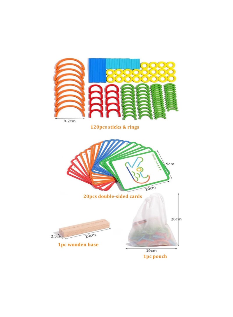 142 قطعة من الأشكال الخشبية الإبداعية والأقراص، ألعاب ألغاز للأطفال، ألعاب تعليمية مبكرة من مونتيسوري. - Image 5