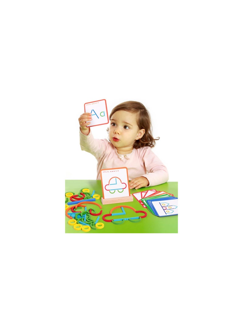 142 قطعة من الأشكال الخشبية الإبداعية والأقراص، ألعاب ألغاز للأطفال، ألعاب تعليمية مبكرة من مونتيسوري. - Image 2