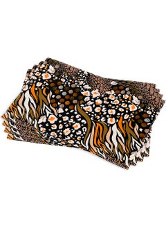 Cango Home Brown Orange Snakeskin Zebra Patterned Digital Printing Placemat Set of 4 CGH362-AS 