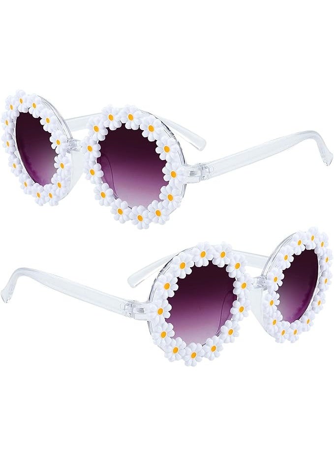 Cute Daisy Flower Kids Sunglasses White Lightweight PC Frame Toddler Sunglasses for Girls Age 2-8  Outdoor - Image 1