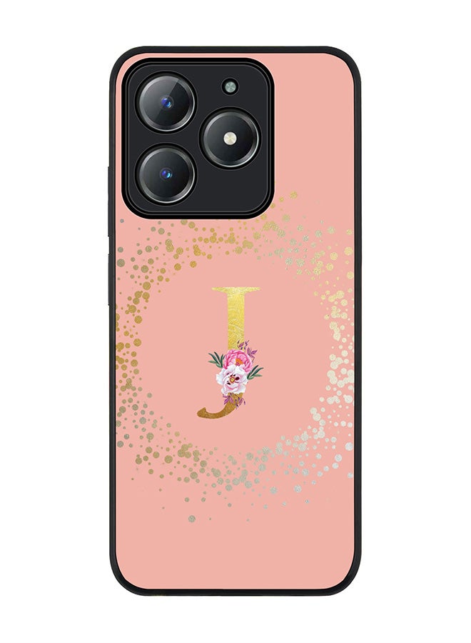 Stylizedd For Realme C63 / Realme C61 4G Case,Slim fit Camera Protection, Shockproof Thin Phone cover  - Custom Monogram Floral - J  (Rose Pink ) - Image 1