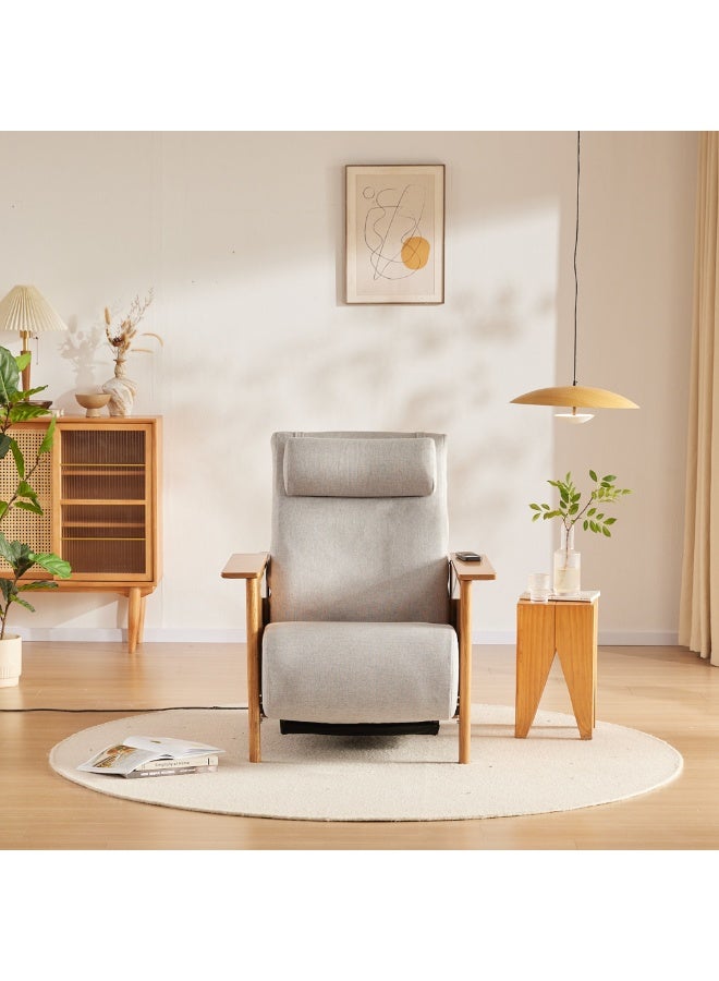 ROTAI Massage Sofa Chair with 2D Massage, Adjustable Backrest 120°–143°, Real Oak Wood Side Panels, Fabric Seat, Full Body Massage Sofa Chair for Home Living Room Comfort. - Image 4