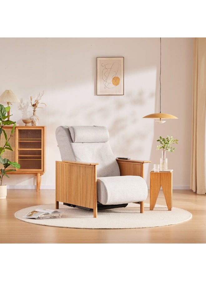 ROTAI Massage Sofa Chair with 2D Massage, Adjustable Backrest 120°–143°, Real Oak Wood Side Panels, Fabric Seat, Full Body Massage Sofa Chair for Home Living Room Comfort. - Image 1