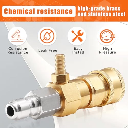 PWACCS Downstream Injector for Pressure Washer, Power Washer Chemical Injector Kit with 3/8" Quick Connect, Soap Injector with Siphon Hose 3-5 GPM - Image 5