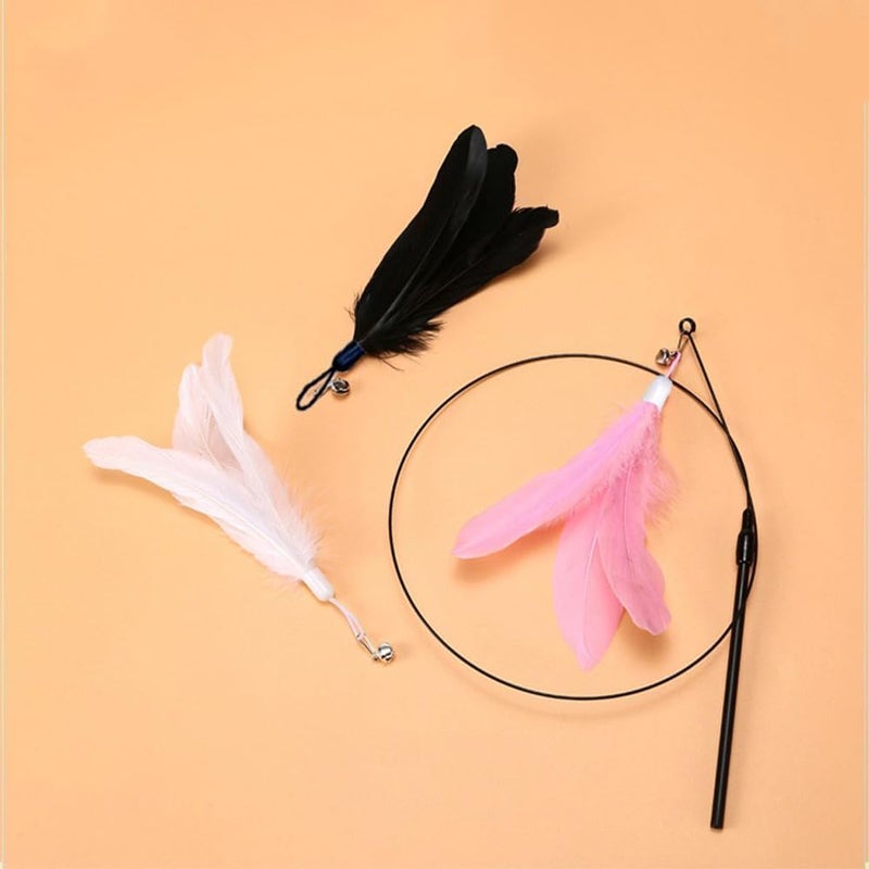 JKJ&ZXZ Automatic Interactive Cat Toy - Teaser Stick with Natural Bird Feather and Suction Cups (Pink) - Image 3