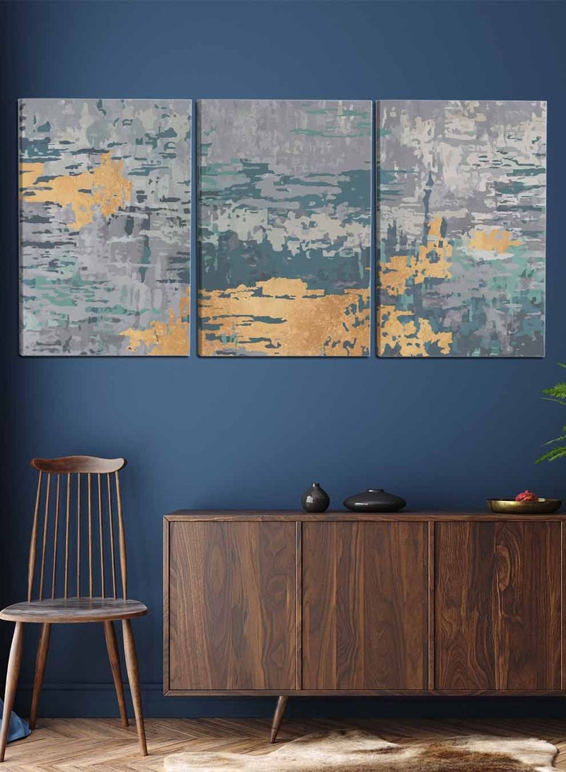 لوحة طقم من ٣ لوحات كانفاس على إطار خشبي، تصميم ثلاثي، للمنزل، غرفة المعيشة، المكتب، الديكور - Image 1