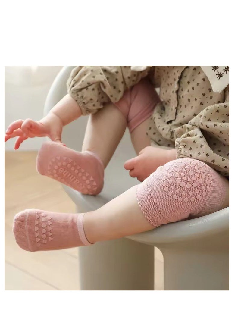 BAIG Baby Knee Pads Socks Set for Girls Boys Summer Solid Color Anti Slip Socks Kid Crawling Safety Floor Sock Leg Knee Protector 
