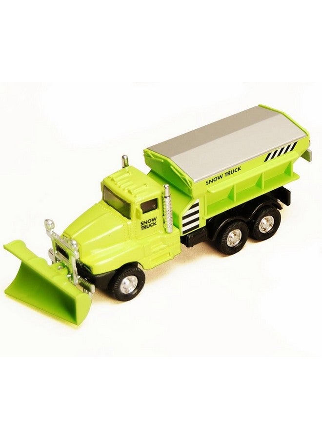 Playmaker Toys Show Plow Truck 6" Die Cast Metal Model Toy Truck w/ Pullback Action Green