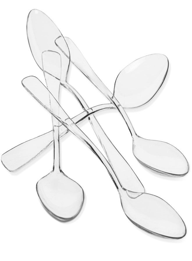 LSR LORESO Loreso Plastic 50CT Mini Clear Dessert Spoons For Miniature Dessert Cups, Tasting Party, Sampling, Ice Cream, Small Catering Supplies - Reusable BPA Free Pack of 50 - Image 3