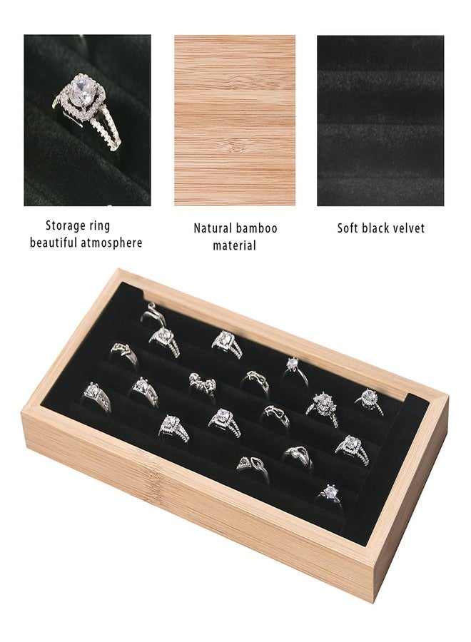 Kanwoder Bamboo Ring Holder,Ring Display Stand,Jewelry Organizer Stand for Rings Earrings Selling (Black) - Image 3