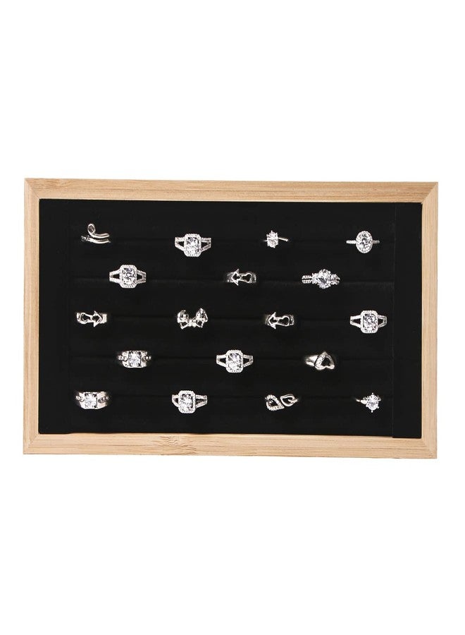 Kanwoder Bamboo Ring Holder,Ring Display Stand,Jewelry Organizer Stand for Rings Earrings Selling (Black) - Image 1