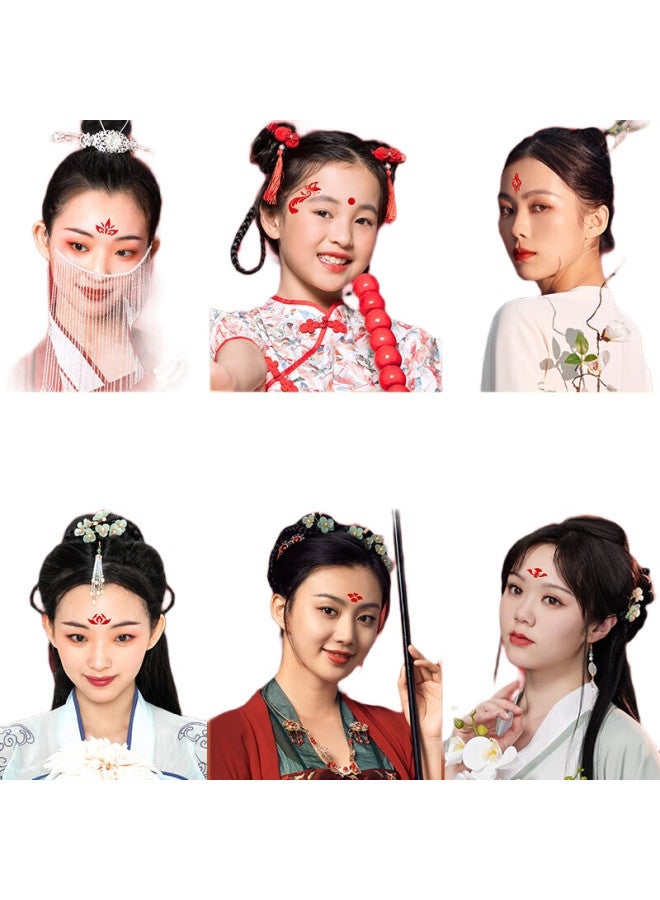 Jiamo [Lowest Price Online] Jiamo New Year Children'S Forehead Stickers, 30 Non-Repeating Sheets, Hanfu Ancient Costume Forehead Print, Diaper Pattern Body Stickers, Girls' Birthday Gift, Festival Ancient Style Flower, Thin Yuanxiao, Back-To Season - Image 3